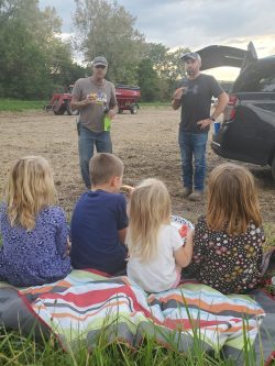 Illinois farm family harvest dinner in the field.