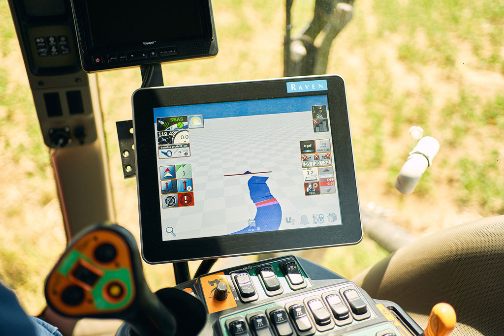 Photo of tractor interior with high-tech display