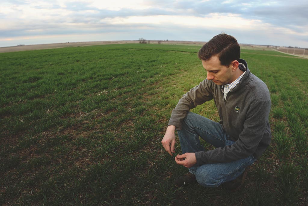 Photo of farmer working in field