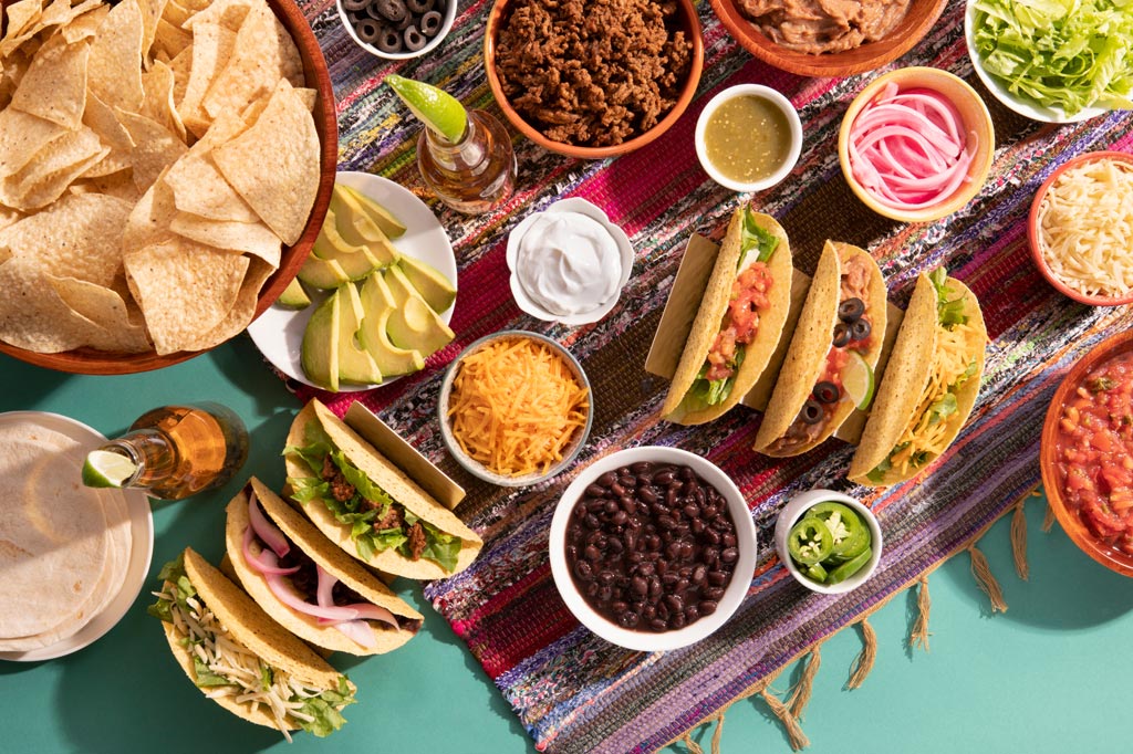 Photo of tacos and chips and salsa