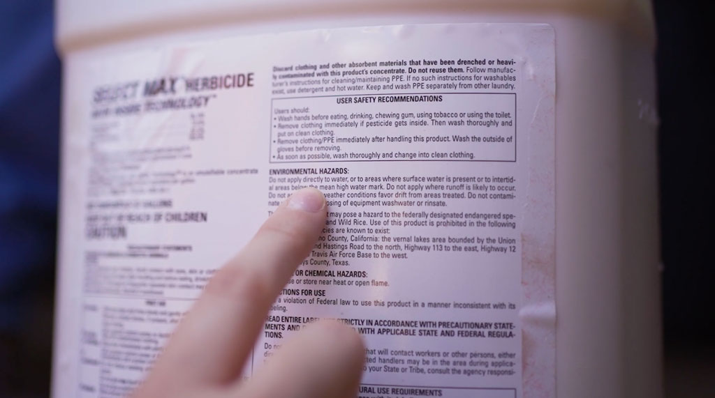 Photo of an herbicide container label