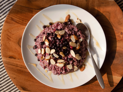 Purple Oatmeal Back to School Breakfast Recipe for Kids